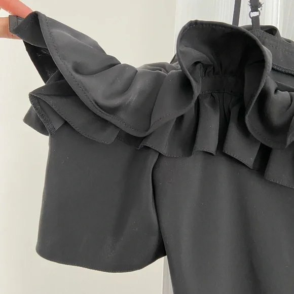 ASOS Ruffle Cold Shoulder cami mini dress - Picture 6 of 8